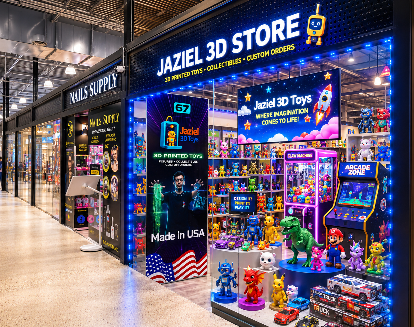 Jaziel 3D Store storefront at Paddock Market Ocala