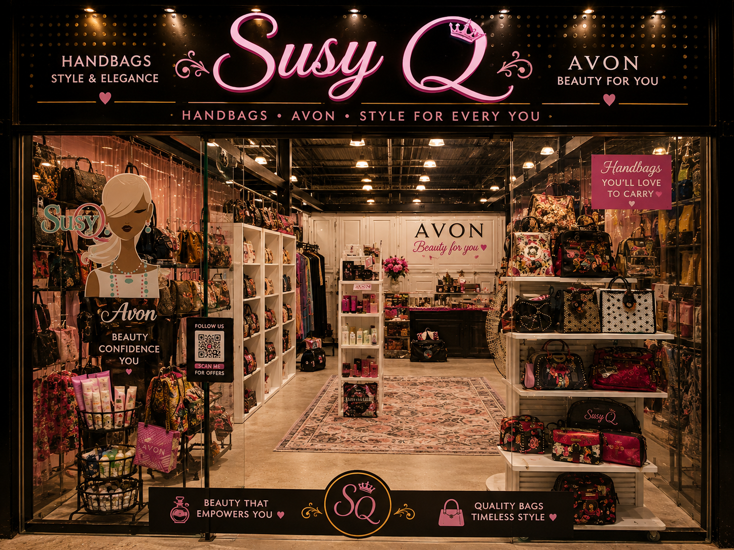 Susy Q handbags and Avon storefront at Paddock Market Ocala